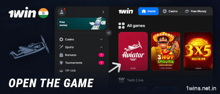 Launch the crash game at 1Win Casino India