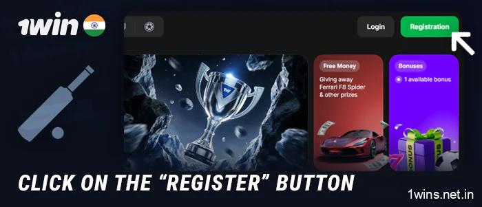 Click on the account registration button in the 1Win menu